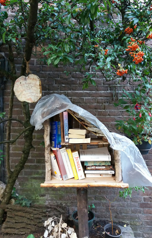 Schattig straat-bibliotheekje in Haarlem