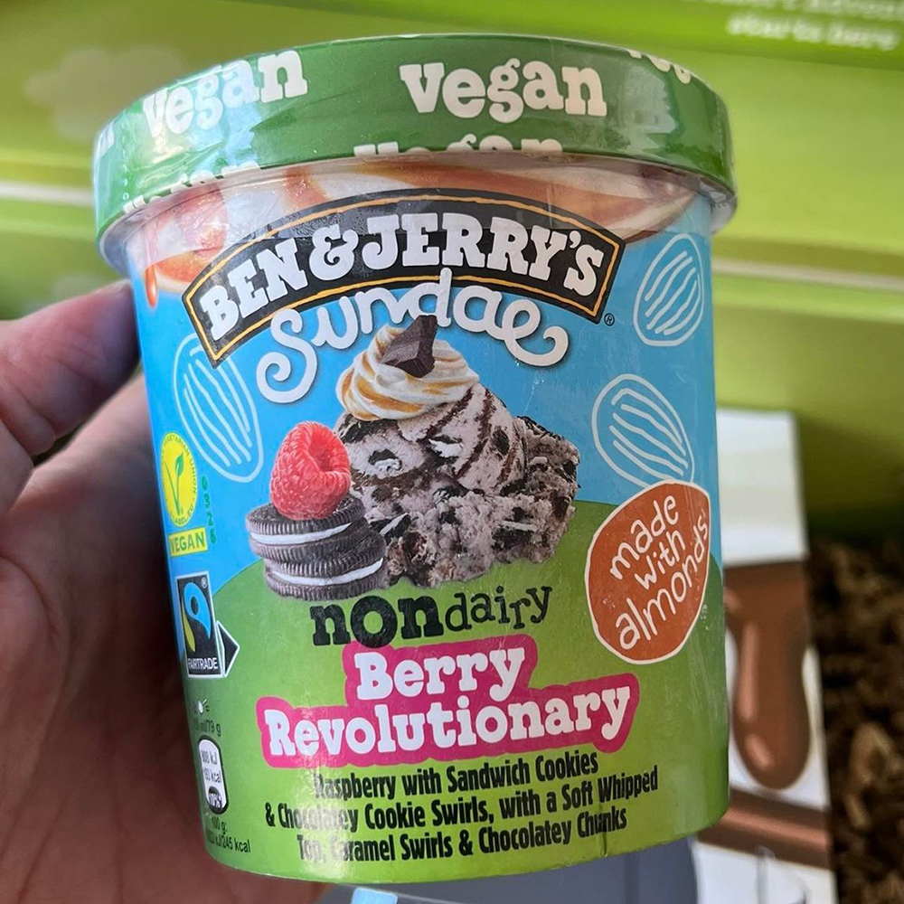 veganistische boodschappen levensmiddelen vegan plantaardig plantbased ijs Ben & Jerry's Berry Revolutionary